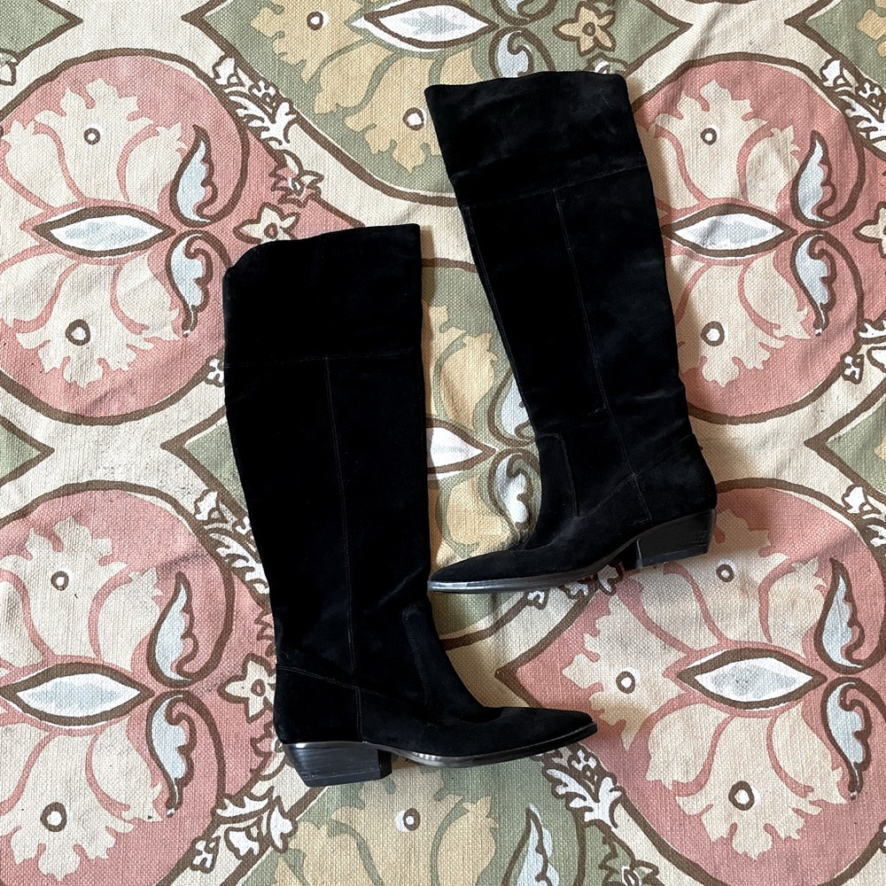 Marc Fisher OSHI SUEDE chunky flat western riding festival over knee boots 8.5